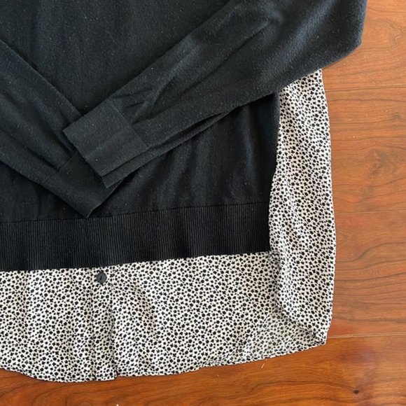 Loft Black Light Long Sleeve Sweater Sheer Star Cheetah Print Back Blouse - Picture 4 of 11